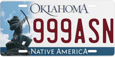 OK license plate 999ASN