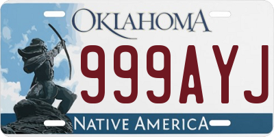 OK license plate 999AYJ