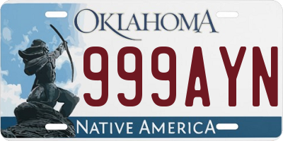OK license plate 999AYN