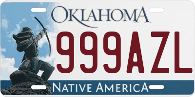 OK license plate 999AZL