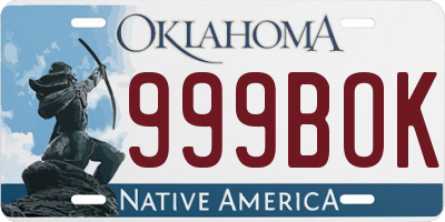 OK license plate 999BOK