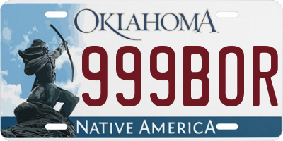 OK license plate 999BOR