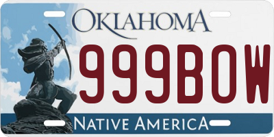 OK license plate 999BOW