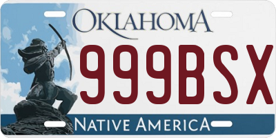 OK license plate 999BSX