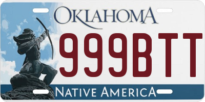 OK license plate 999BTT
