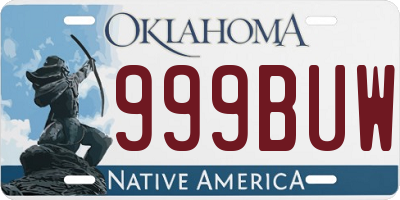 OK license plate 999BUW