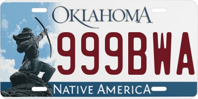 OK license plate 999BWA
