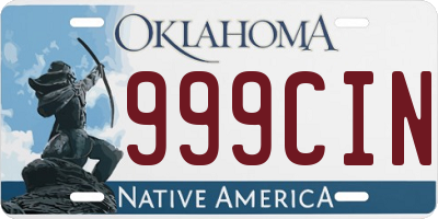 OK license plate 999CIN
