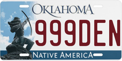 OK license plate 999DEN