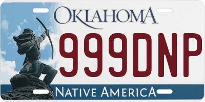 OK license plate 999DNP