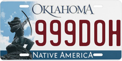 OK license plate 999DOH