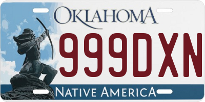 OK license plate 999DXN