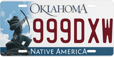 OK license plate 999DXW