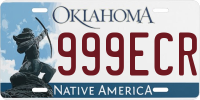OK license plate 999ECR