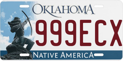 OK license plate 999ECX