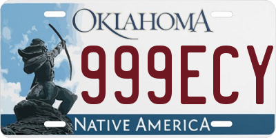 OK license plate 999ECY