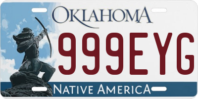 OK license plate 999EYG