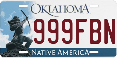 OK license plate 999FBN