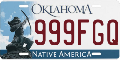 OK license plate 999FGQ