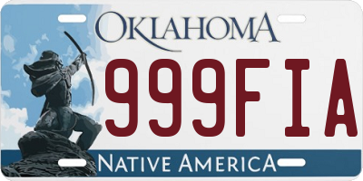 OK license plate 999FIA