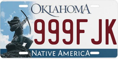OK license plate 999FJK