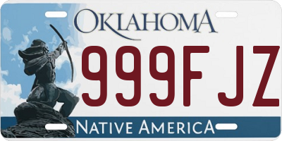OK license plate 999FJZ