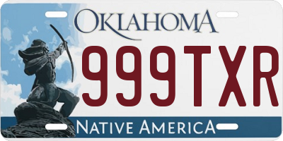 OK license plate 999TXR