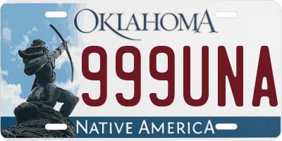 OK license plate 999UNA