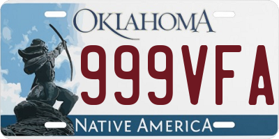 OK license plate 999VFA