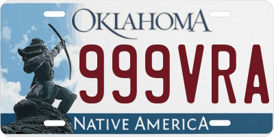 OK license plate 999VRA