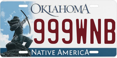 OK license plate 999WNB