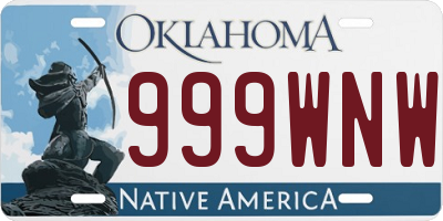 OK license plate 999WNW