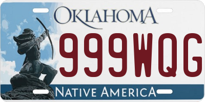 OK license plate 999WQG