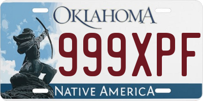 OK license plate 999XPF