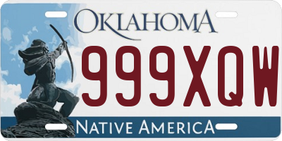 OK license plate 999XQW