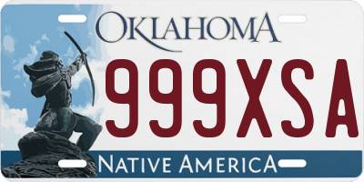 OK license plate 999XSA