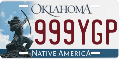OK license plate 999YGP