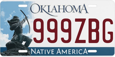 OK license plate 999ZBG