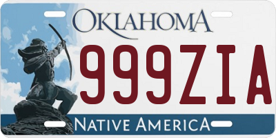 OK license plate 999ZIA