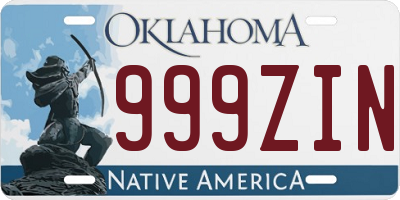 OK license plate 999ZIN