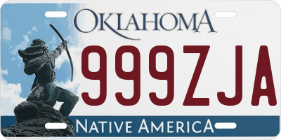 OK license plate 999ZJA