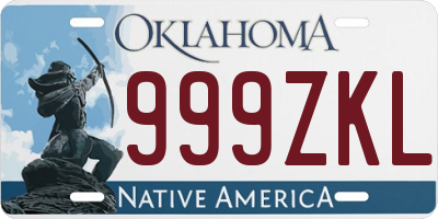 OK license plate 999ZKL