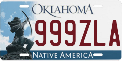 OK license plate 999ZLA