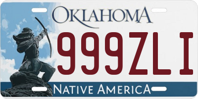 OK license plate 999ZLI