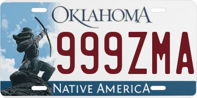 OK license plate 999ZMA