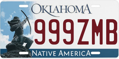 OK license plate 999ZMB