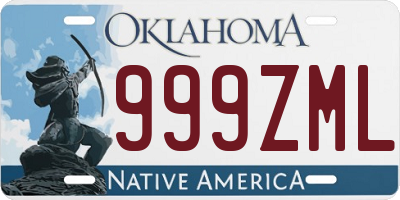 OK license plate 999ZML