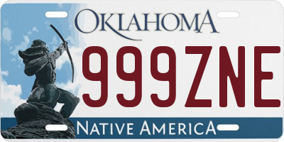 OK license plate 999ZNE