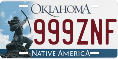 OK license plate 999ZNF