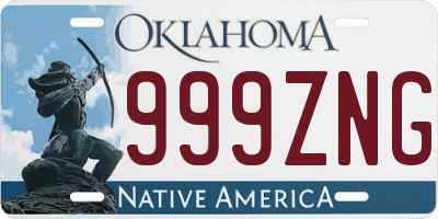 OK license plate 999ZNG